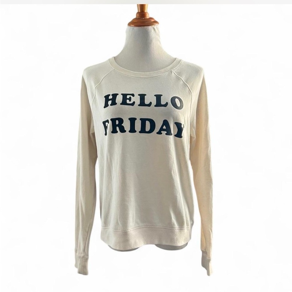 PINK Victoria's Secret Cream Sweatshirt with Black Text